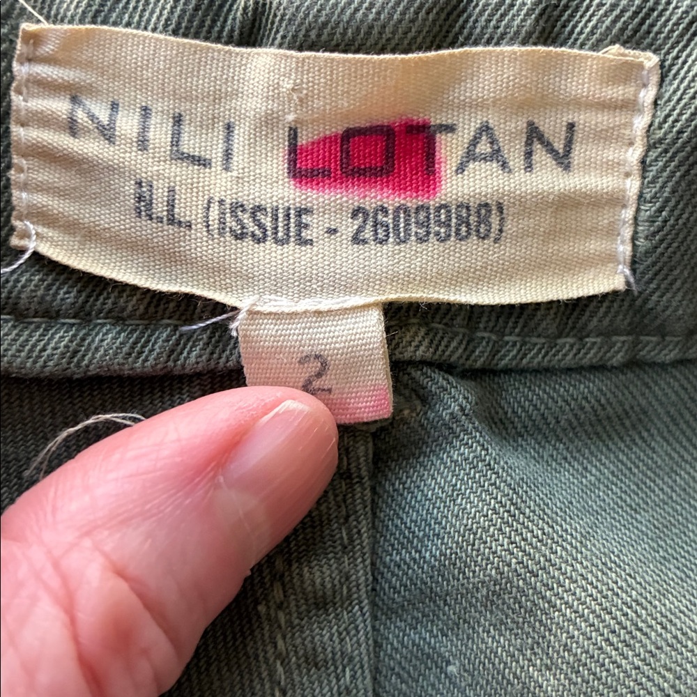 Nili Lotan sz 2 Drop Crotch Luna Pants 
Green Cropped Pants - repaired FLAW! - Picture 5 of 8